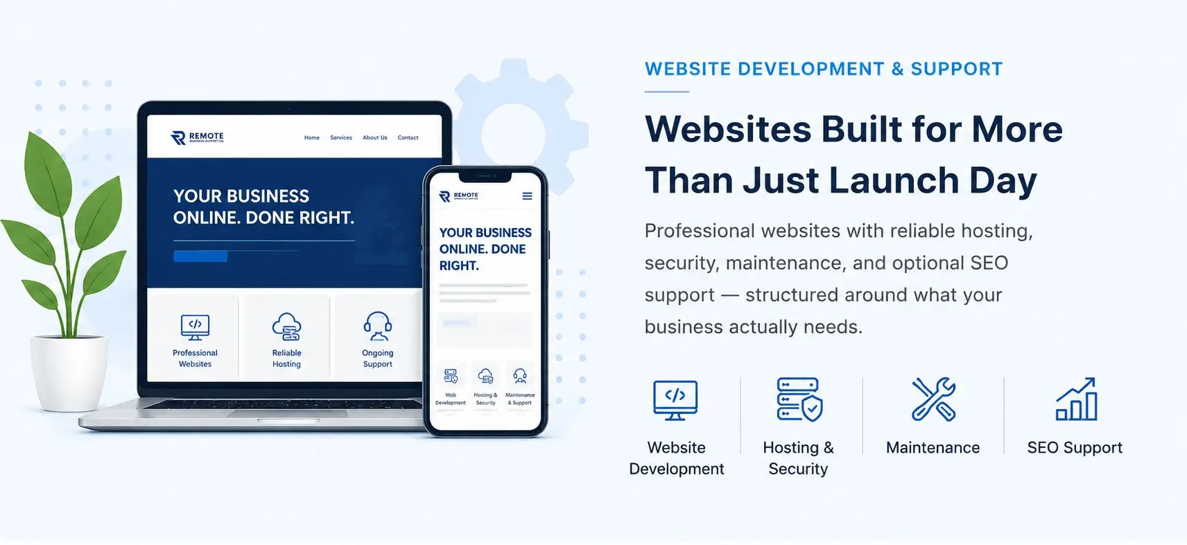 website-development-support-packages-banner | Pioneer Contracting & Trading Company Website development and support services with hosting, security, maintenance, and seo support for businesses
